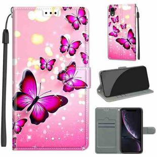 For iPhone XR Voltage Colored Drawing Magnetic Clasp Horizontal Flip PU Leather Case with Holder & Card Slots(C03 Gradient Pink Flying Butterflies)