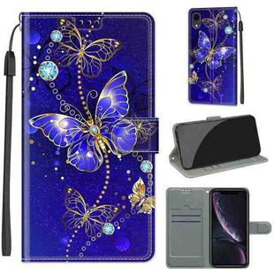 For iPhone XR Voltage Colored Drawing Magnetic Clasp Horizontal Flip PU Leather Case with Holder & Card Slots(C11 Blue Golden Chain Butterflies)