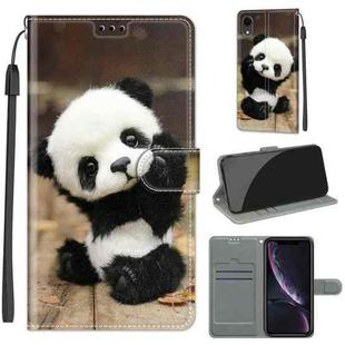 For iPhone XR Voltage Colored Drawing Magnetic Clasp Horizontal Flip PU Leather Case with Holder & Card Slots(C18 Wood Board Panda)