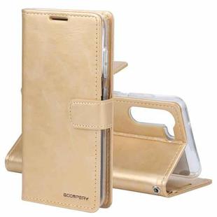 For Samsung Galaxy S21 FE GOOSPERY BLUE MOON Crazy Horse Texture Horizontal Flip Leather Case with Holder & Card Slot & Wallet(Gold)
