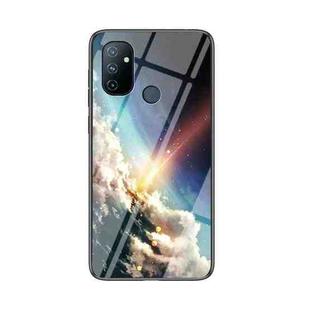 For OnePlus Nord N100 Starry Sky Painted Tempered Glass TPU Shockproof Protective Case(Bright Stars)