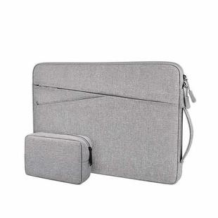 ND01DS Polyester Notebook Laptop Liner Bag with Small Bag, Size:14.1-15.4 inch(Hemp Grey)