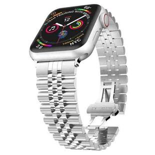 Man Five Beads Stainless Steel Watch Band, Width: 22mm For Apple Watch Ultra 49mm&Watch Ultra 2 49mm / Series 9&8&7 45mm / SE 3&SE 2&6&SE&5&4 44mm / 3&2&1 42mm(Silver)