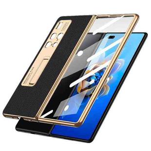 For Huawei Mate X2 GKK Foldable Plating Leather + Glass Full Coverage Case(Mysterious Black)