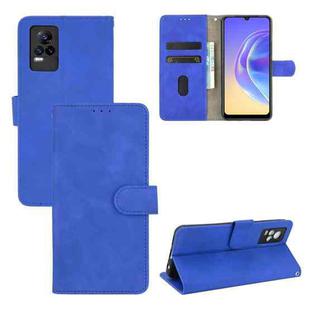 For Vivo V21e 5G Solid Color Skin Feel Magnetic Buckle Horizontal Flip Calf Texture PU Leather Case with Holder & Card Slots & Wallet(Blue)