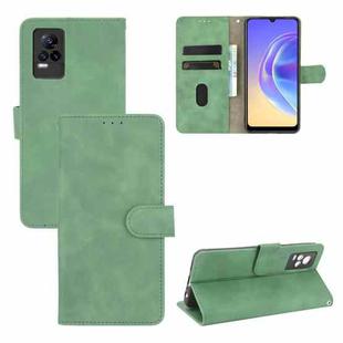 For Vivo V21e 5G Solid Color Skin Feel Magnetic Buckle Horizontal Flip Calf Texture PU Leather Case with Holder & Card Slots & Wallet(Green)