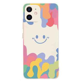 For iPhone 11 Painted Smiley Face Pattern Liquid Silicone Shockproof Case (White)