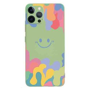 For iPhone 11 Pro Painted Smiley Face Pattern Liquid Silicone Shockproof Case (Green)