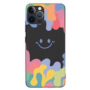 For iPhone 11 Pro Painted Smiley Face Pattern Liquid Silicone Shockproof Case (Black)
