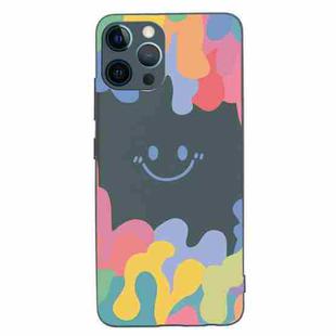 For iPhone 11 Pro Max Painted Smiley Face Pattern Liquid Silicone Shockproof Case (Dark Green)