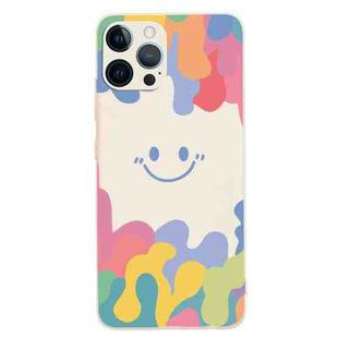 For iPhone 12 Pro Max Painted Smiley Face Pattern Liquid Silicone Shockproof Case(White)
