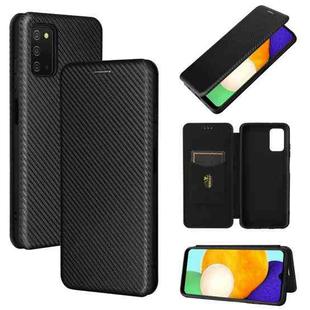 For Samsung Galaxy A03s Carbon Fiber Texture Horizontal Flip TPU + PC + PU Leather Case with Card Slot(Black)