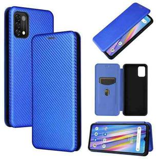 For UMIDIGI A11 Carbon Fiber Texture Horizontal Flip TPU + PC + PU Leather Case with Card Slot(Blue)