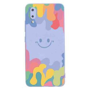 For Xiaomi Redmi 9A Painted Smiley Face Pattern Liquid Silicone Shockproof Case(Purple)