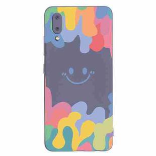 For Xiaomi Redmi 9A Painted Smiley Face Pattern Liquid Silicone Shockproof Case(Dark Grey)