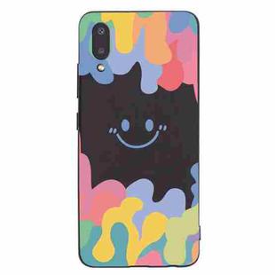 For Xiaomi Redmi 9A Painted Smiley Face Pattern Liquid Silicone Shockproof Case(Black)