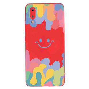 For Xiaomi Redmi 9A Painted Smiley Face Pattern Liquid Silicone Shockproof Case(Red)