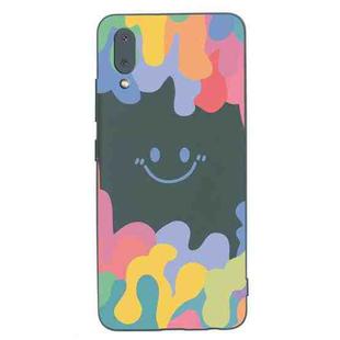 For Xiaomi Redmi 9A Painted Smiley Face Pattern Liquid Silicone Shockproof Case(Dark Green)