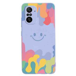 For Xiaomi Redmi K40 / K40 Pro Painted Smiley Face Pattern Liquid Silicone Shockproof Case(Purple)