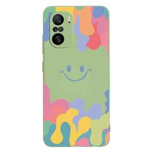 For Xiaomi Redmi K40 / K40 Pro Painted Smiley Face Pattern Liquid Silicone Shockproof Case(Green)