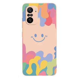 For Xiaomi Redmi K40 Pro+ Painted Smiley Face Pattern Liquid Silicone Shockproof Case(Pink)
