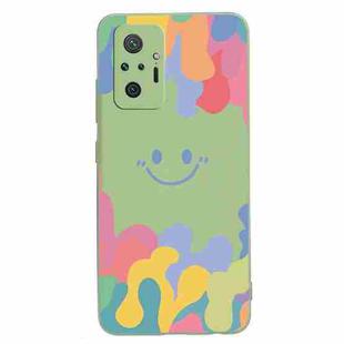 For Xiaomi Redmi Note 10 Pro/10 Pro Max Painted Smiley Face Pattern Liquid Silicone Shockproof Case(Green)