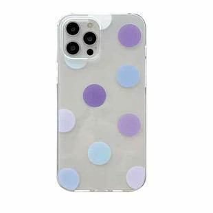 Colorful Dot Pattern TPU Straight Edge Shockproof Case For iPhone 12 / 12 Pro(Purple Blue White)