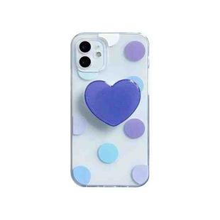Colorful Dot Pattern TPU Straight Edge Shockproof Case with Heart Holder For iPhone 12 Pro Max(Blue)