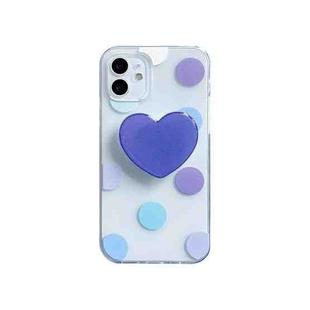 Colorful Dot Pattern TPU Straight Edge Shockproof Case with Heart Holder For iPhone 11 Pro Max(Blue)