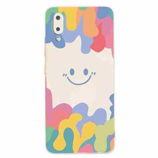 For Samsung Galaxy A02 EU Version Painted Smiley Face Pattern Liquid Silicone Shockproof Case(White)