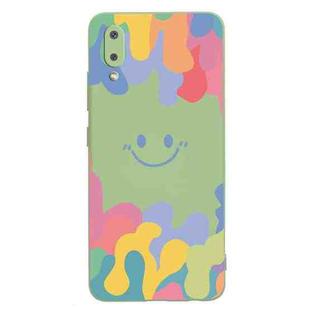 For Samsung Galaxy A02 EU Version Painted Smiley Face Pattern Liquid Silicone Shockproof Case(Green)