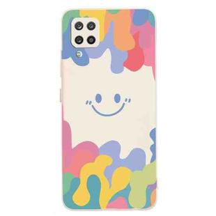 For Samsung Galaxy A12 5G Painted Smiley Face Pattern Liquid Silicone Shockproof Case(White)