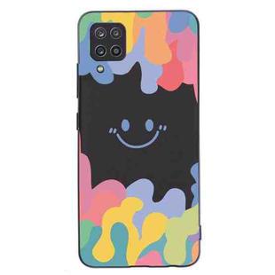 For Samsung Galaxy A12 5G Painted Smiley Face Pattern Liquid Silicone Shockproof Case(Black)