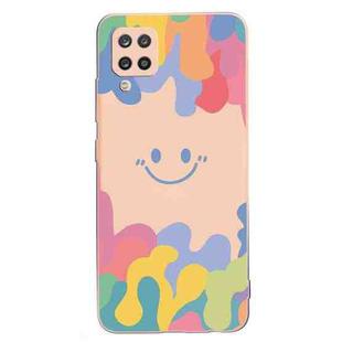 For Samsung Galaxy A12 5G Painted Smiley Face Pattern Liquid Silicone Shockproof Case(Pink)