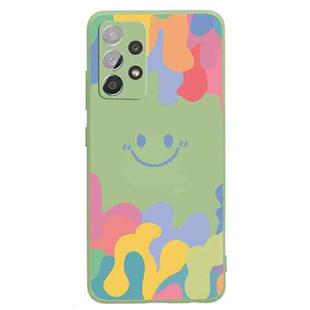 For Samsung Galaxy A32 4G Painted Smiley Face Pattern Liquid Silicone Shockproof Case(Green)