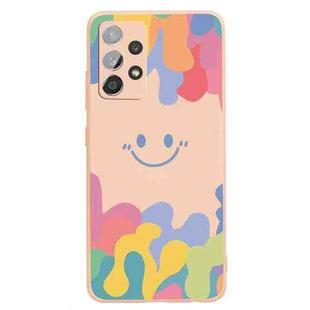 For Samsung Galaxy A32 4G Painted Smiley Face Pattern Liquid Silicone Shockproof Case(Pink)