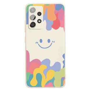 For Samsung Galaxy A32 5G Painted Smiley Face Pattern Liquid Silicone Shockproof Case(White)