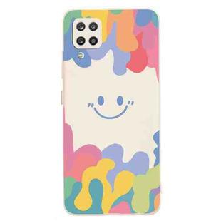 For Samsung Galaxy A42 5G Painted Smiley Face Pattern Liquid Silicone Shockproof Case(White)
