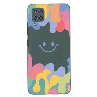 For Samsung Galaxy A42 5G Painted Smiley Face Pattern Liquid Silicone Shockproof Case(Dark Green)