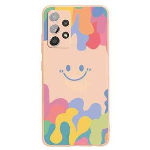 For Samsung Galaxy A72 Painted Smiley Face Pattern Liquid Silicone Shockproof Case(Pink)