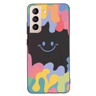 For Samsung Galaxy S21 5G Painted Smiley Face Pattern Liquid Silicone Shockproof Case(Black)