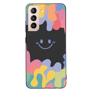 For Samsung Galaxy S21 FE 5G Painted Smiley Face Pattern Liquid Silicone Shockproof Case(Black)