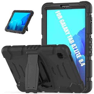 For Samsung Galaxy Tab A7 Lite 8.7 inch 2021 3-Layer Protection Screen Frame + PC + Silicone Shockproof Combination Case with Holder(Black+Black)