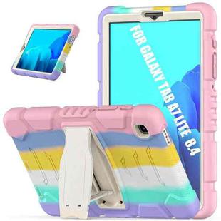 For Samsung Galaxy Tab A7 Lite 8.7 inch 2021 3-Layer Protection Screen Frame + PC + Silicone Shockproof Combination Case with Holder(Colorful Pink)