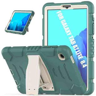 For Samsung Galaxy Tab A7 Lite 8.7 inch 2021 3-Layer Protection Screen Frame + PC + Silicone Shockproof Combination Case with Holder(Emerald Green)