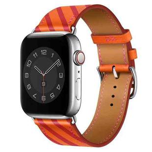 Strip Texture Leather Watch Band For Apple Watch Ultra 49mm / Series 8&7 45mm / SE 2&6&SE&5&4 44mm / 3&2&1 42mm(Orange Rose)