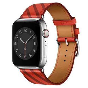 Strip Texture Leather Watch Band For Apple Watch Ultra 49mm / Series 8&7 45mm / SE 2&6&SE&5&4 44mm / 3&2&1 42mm(Red Plum)