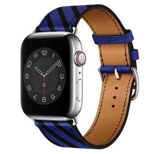 Strip Texture Leather Watch Band For Apple Watch Series 8&7 41mm / SE 2&6&SE&5&4 40mm / 3&2&1 38mm(Blue Black)