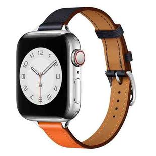 Small Waist Leather Watch Band For Apple Watch Ultra 49mm / Series 8&7 45mm / SE 2&6&SE&5&4 44mm / 3&2&1 42mm(Orange + Indigo)