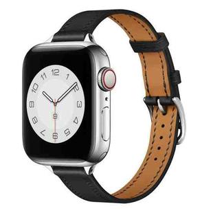 Small Waist Leather Watch Band For Apple Watch Ultra 49mm / Series 8&7 45mm / SE 2&6&SE&5&4 44mm / 3&2&1 42mm(Black)